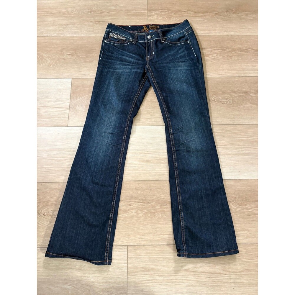 Antique Rivet Jeans Size 30 Embellished Fleur De Lis Pocket Y2K Bootcut Denim